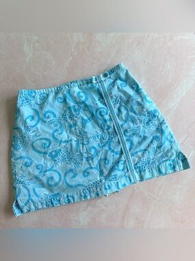 Vintage Lilly Pulitzer White Label Skort Turquoise & White Koi Fish 10 Girls